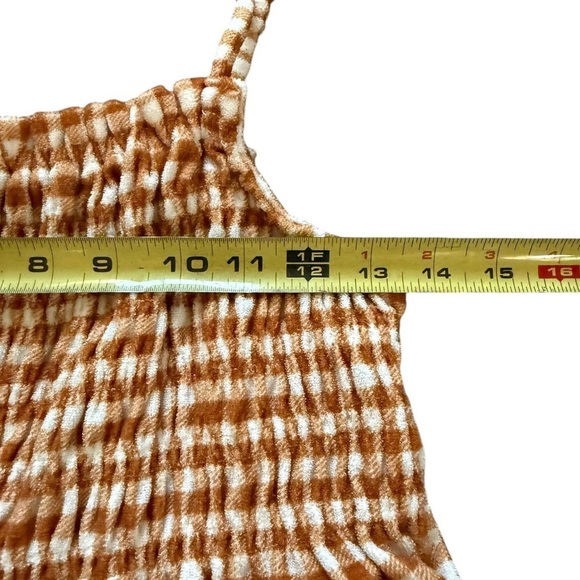 Brown and White Gingham Smocked Top - Picture 4 of 5